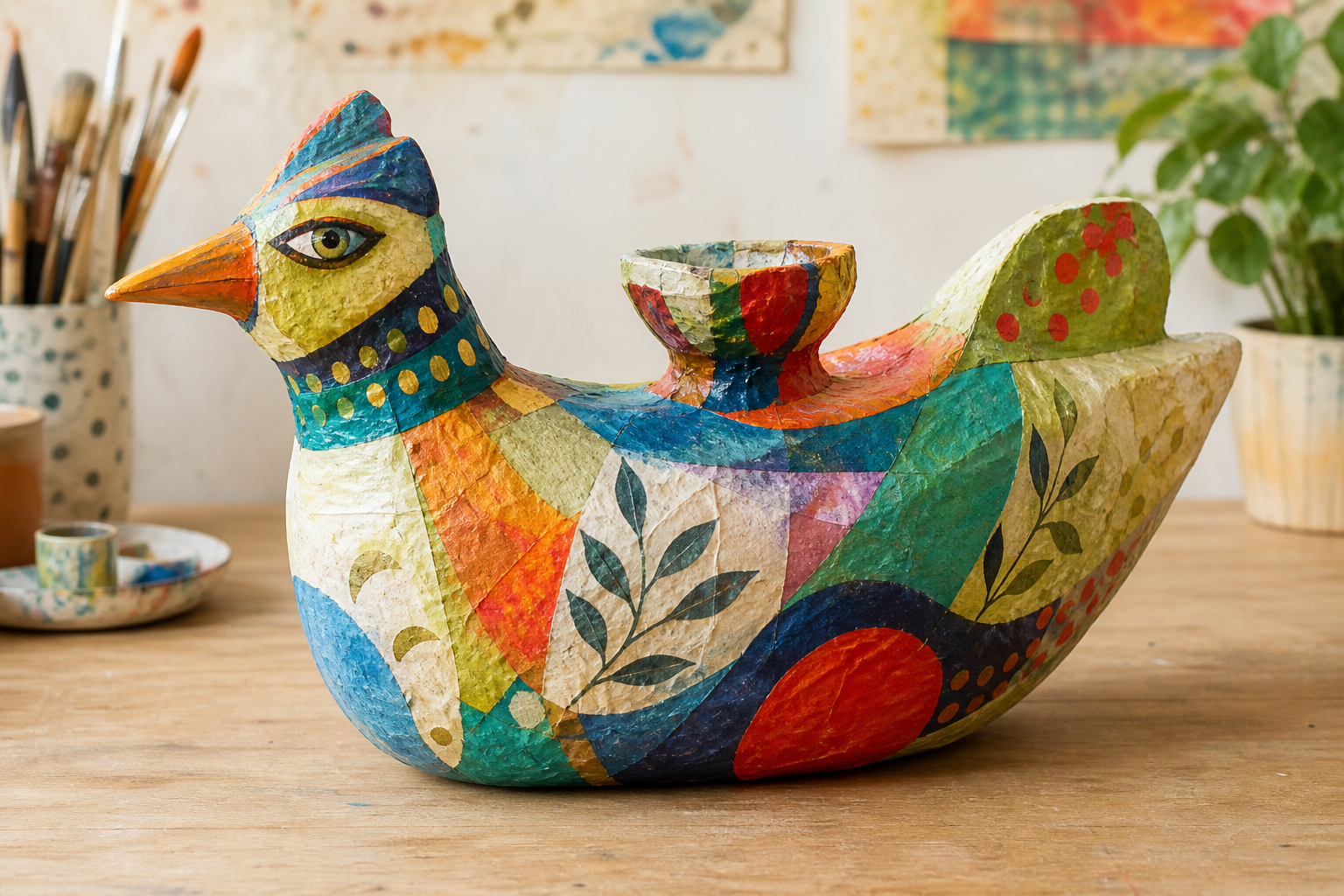 Colorful papier-mache artwork at SparkPreneurs